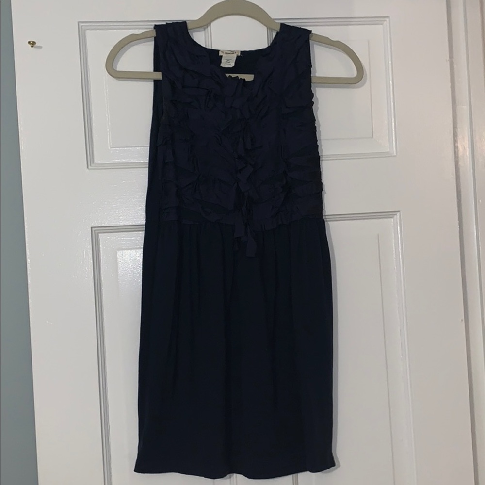 Crewcuts navy blue, silk ruffle dress.